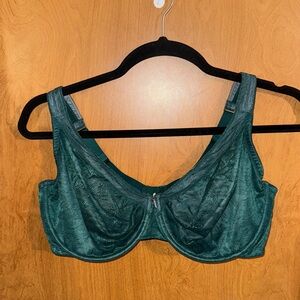 Cacique Modern Lace Covered Green Underwire Bra 44F